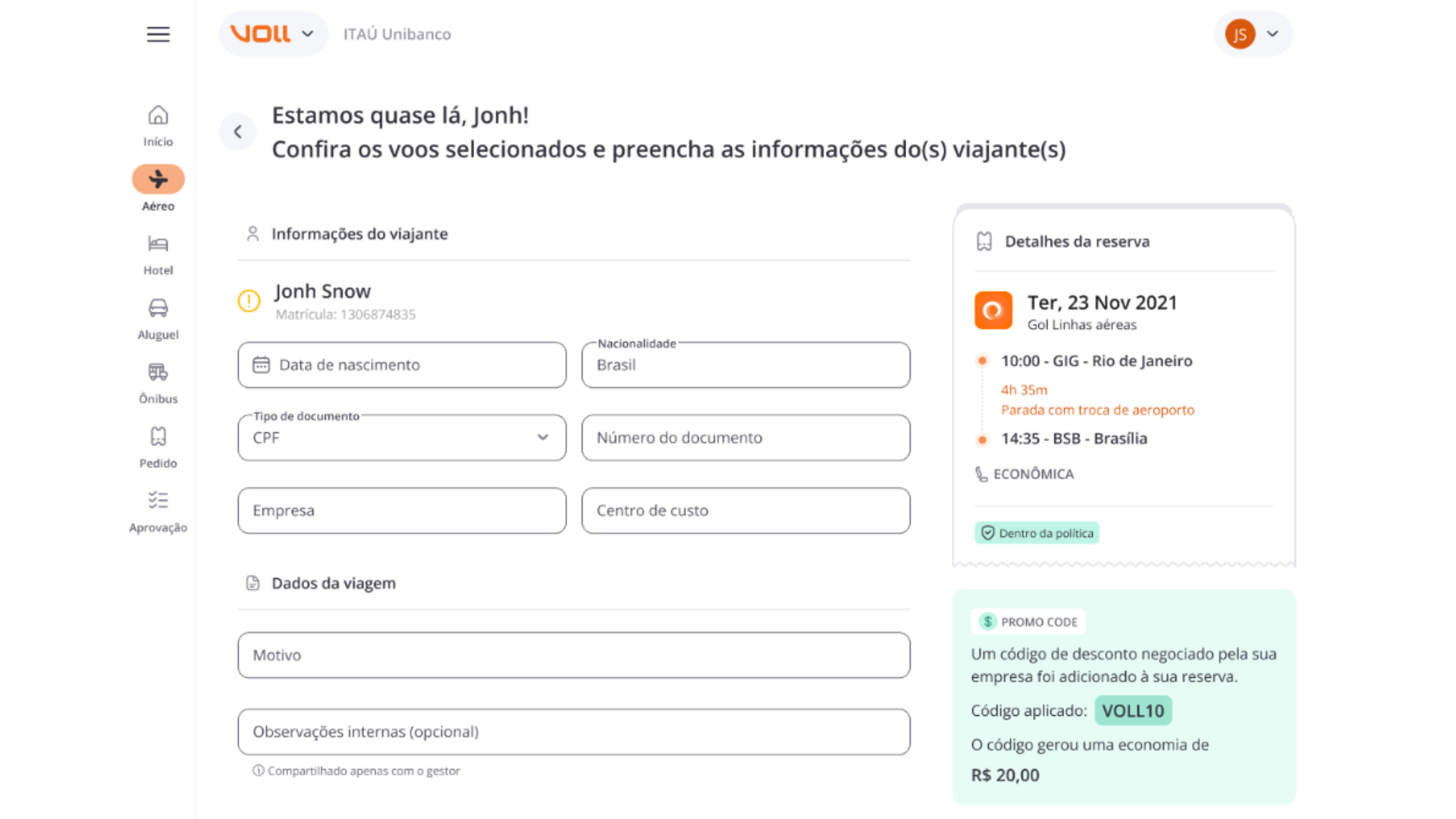 VOLL Product Release 9.5: Visibilidade de acordos