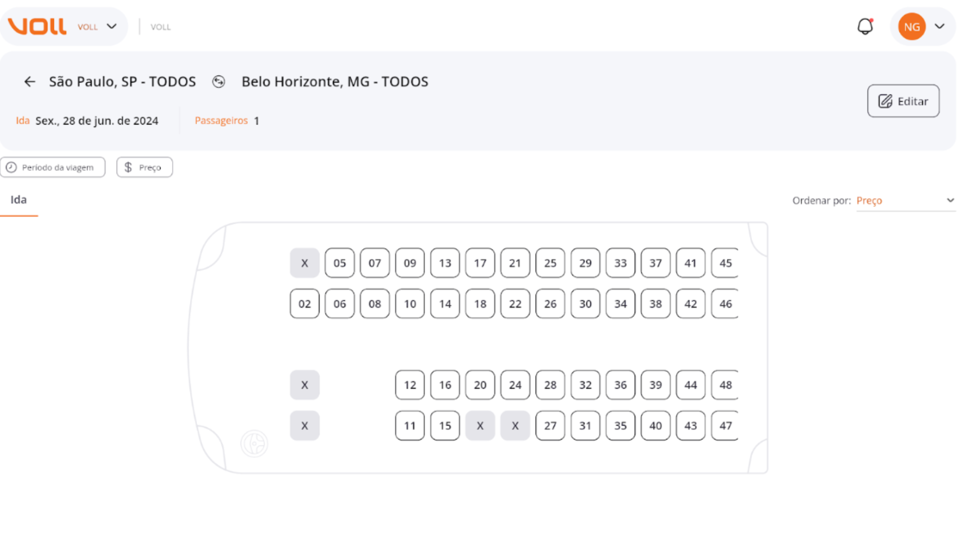 VOLL Product Release 9.5: Seleção de assentos de ônibus online