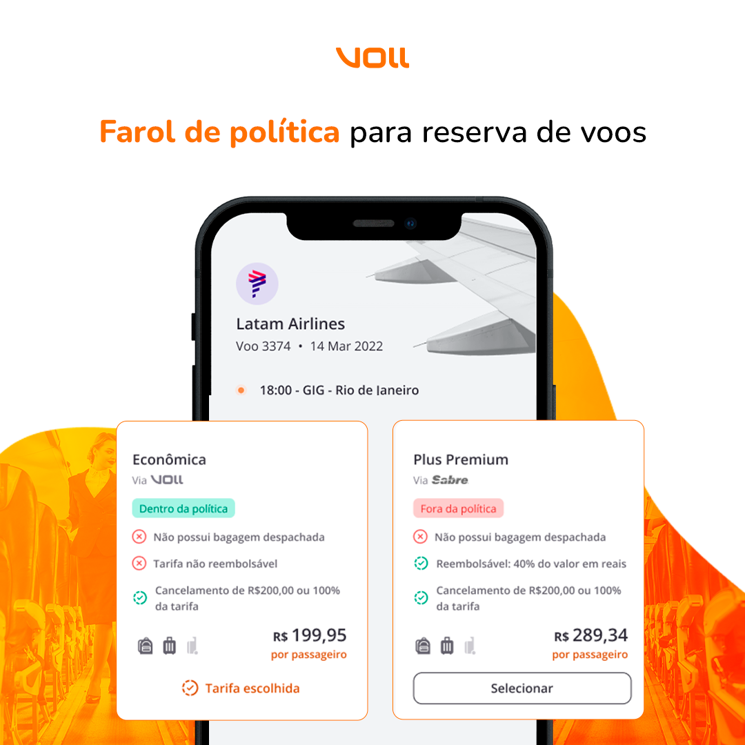 Farol de política para reserva de voos